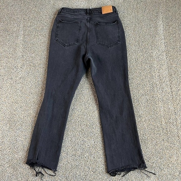 AVEC Les Filles Black Cropped Straight Leg Distressed Jeans High Rise Women's 27 - Picture 3 of 5